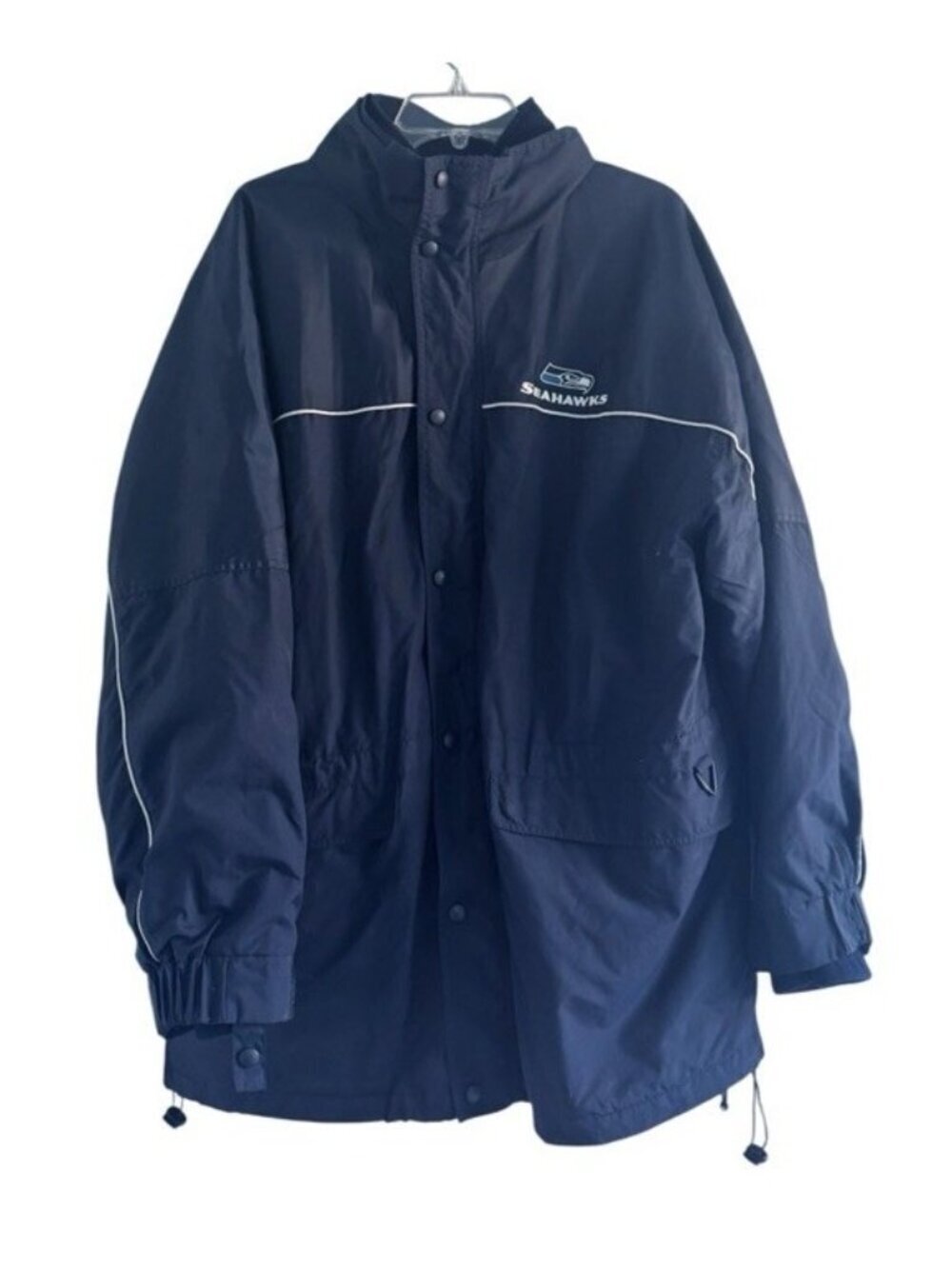 NFL Seattle Seahawks Men's SZ L Blue Full Zip 3 in 1 Jacket w/ Hidden Hood